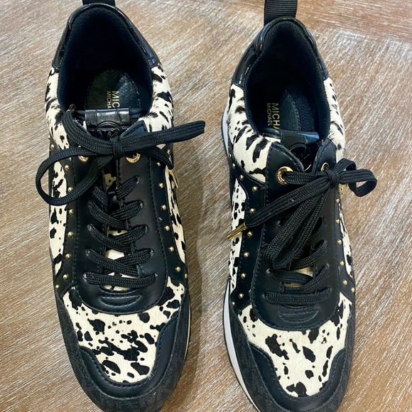 Michael‎ Kors Black Gold Animal Print Patterned Sneakers Size 7.5 - Picture 6 of 8